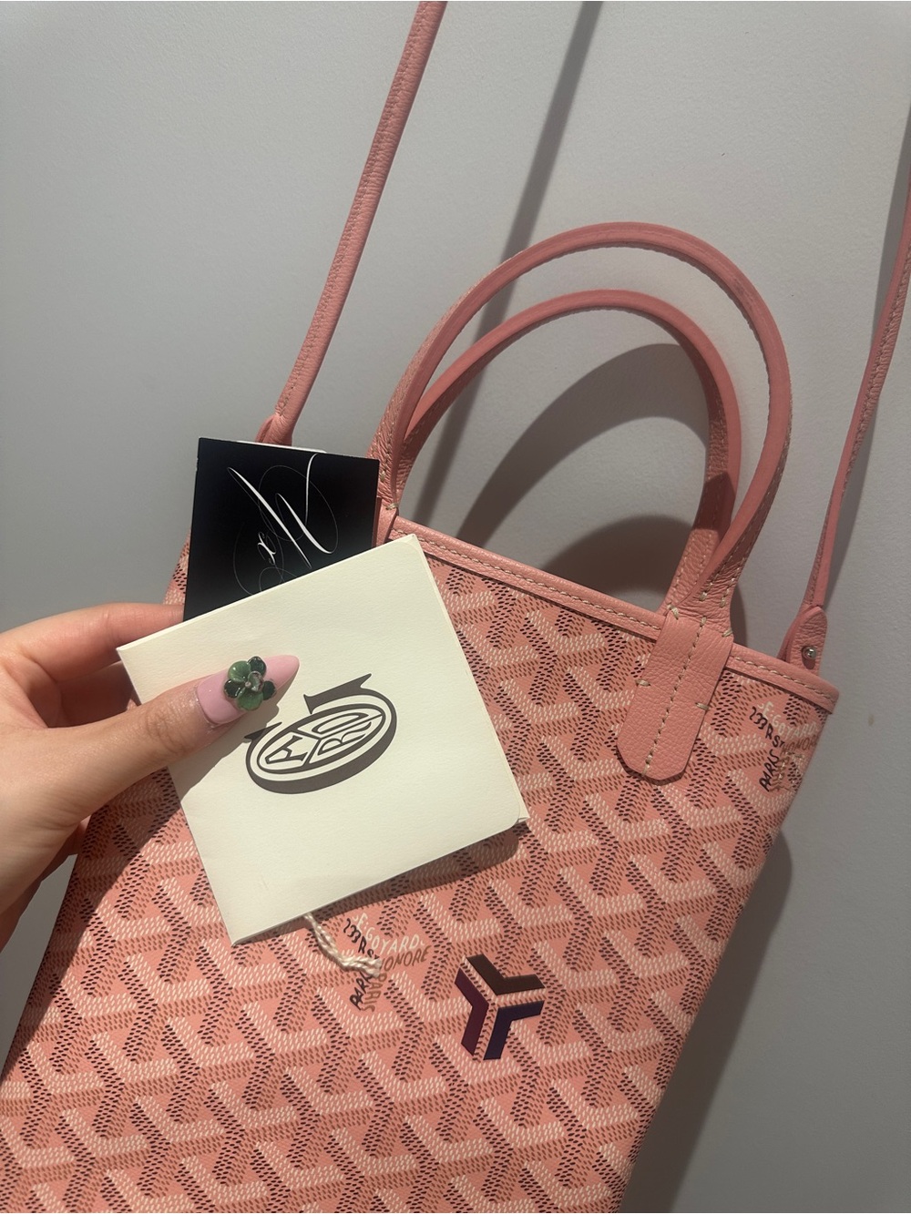 Goyard Pink Patterned Mini Tote with Crossbody Strap - Picture 2 of 3